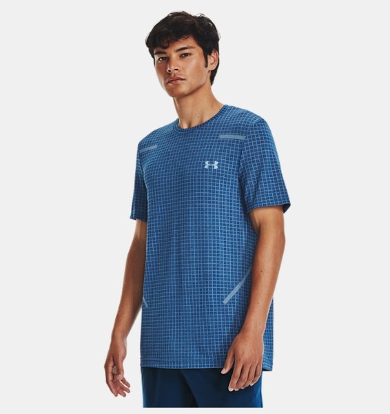 Mavi Erkek UA Vanish Dikişsiz Grid Kısa Kollu T-shirt