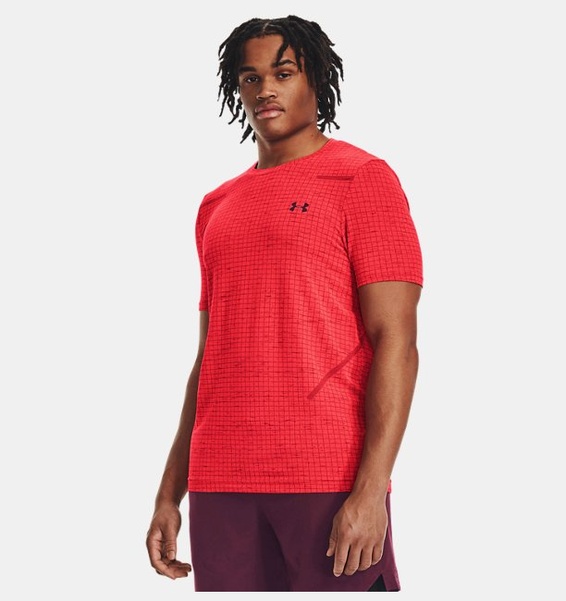 Pembe Erkek UA Vanish Dikişsiz Grid Kısa Kollu T-shirt