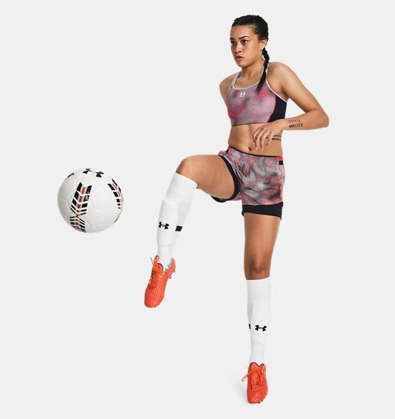 Kırmızı Kadın HeatGear® Armour High Baskılı Spor Sütyeni