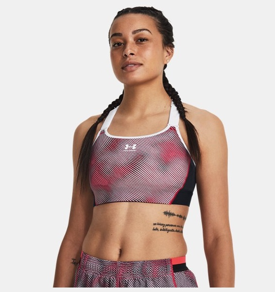 Kırmızı Kadın HeatGear® Armour High Baskılı Spor Sütyeni