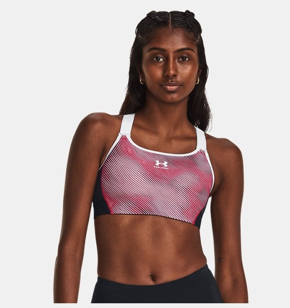 Kırmızı Kadın HeatGear® Armour High Baskılı Spor Sütyeni