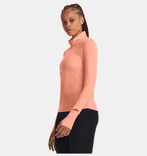 Kadın UA Launch Pro Yarım Fermuarlı Uzun Kollu T-shirt Somon