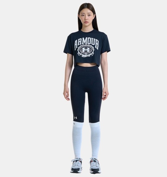 Siyah Kadın UA Collegiate Crop Kısa Kollu