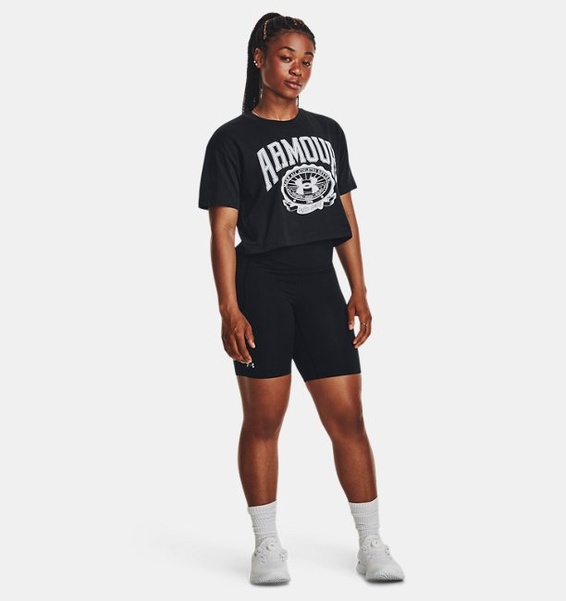 Siyah Kadın UA Collegiate Crop Kısa Kollu