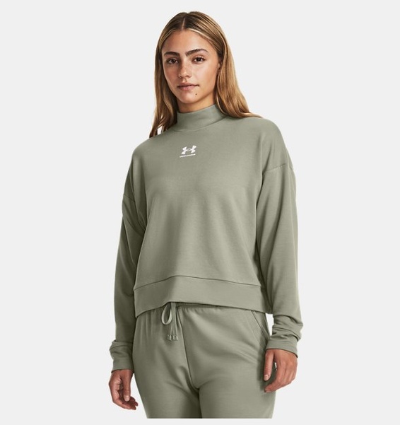 Yeşil Kadın UA Rival Terry Mock Bisiklet Yaka