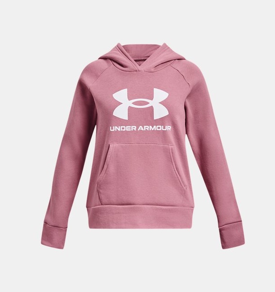 Pembe Kız Çocuk UA Rival Fleece Big Logo Kapüşonlu Üst