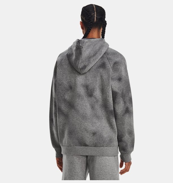 Gri Erkek UA Rival Fleece Baskılı Kapüşonlu Üst