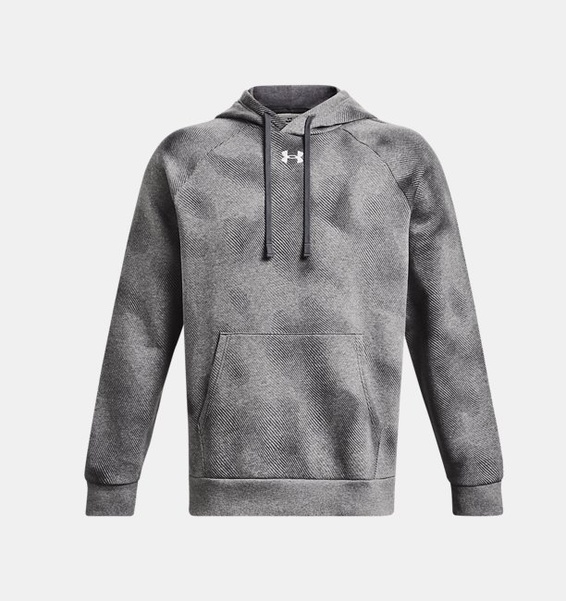 Gri Erkek UA Rival Fleece Baskılı Kapüşonlu Üst