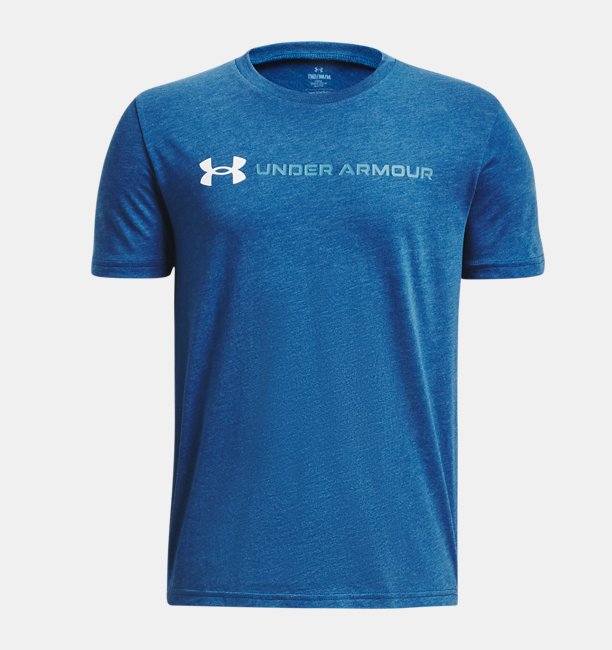 Çocuk UA Logo Wordmark Kısa Kollu T-shirt Mavi
