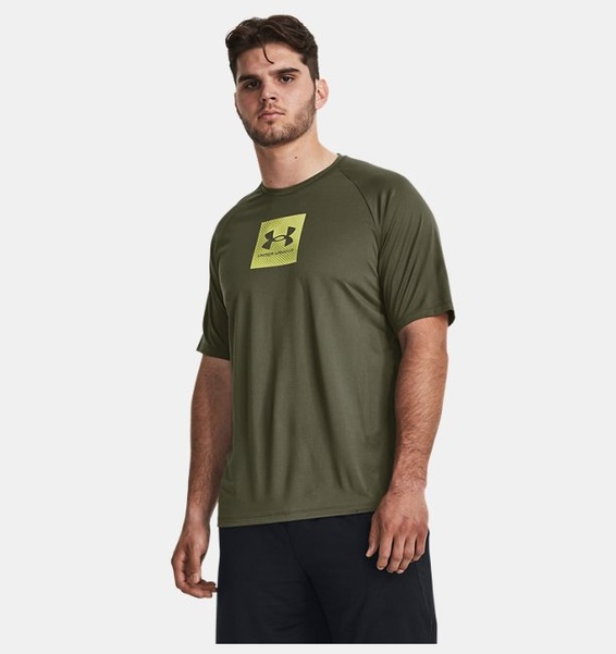 Haki Erkek UA Tech™ Baskılı Fill Kısa Kollu T-shirt