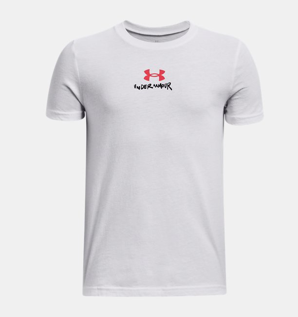Erkek Çocuk UA Scribble Branded Kısa Kollu Beyaz