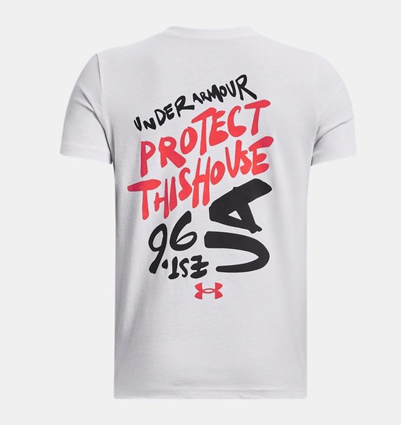 Beyaz Erkek Çocuk UA Scribble Branded Kısa Kollu