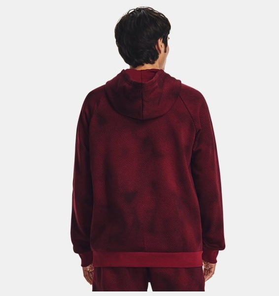 Bordo Erkek UA Rival Fleece Baskılı Kapüşonlu Üst
