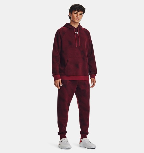 Bordo Erkek UA Rival Fleece Baskılı Kapüşonlu Üst