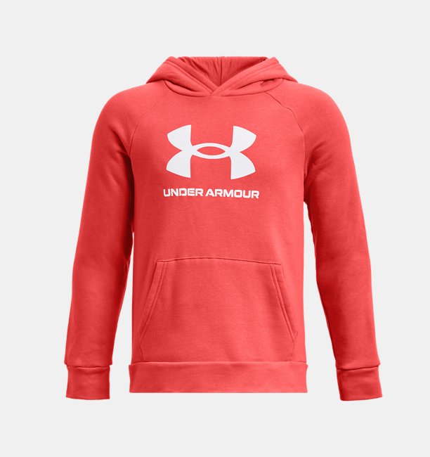 Erkek Çocuk UA Rival Fleece Big Logo Kapüşonlu Üst Kırmızı