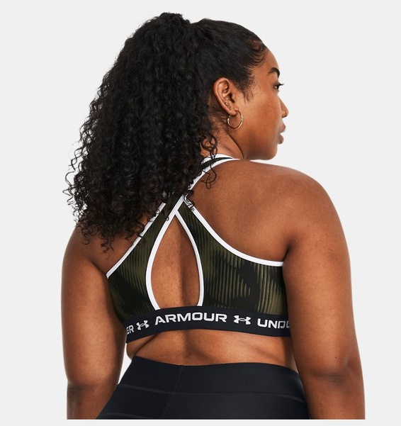 Yeşil Kadın UA Crossback Mid Baskılı Spor Sütyeni