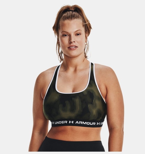Yeşil Kadın UA Crossback Mid Baskılı Spor Sütyeni
