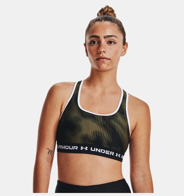 Kadın UA Crossback Mid Baskılı Spor Sütyeni Yeşil