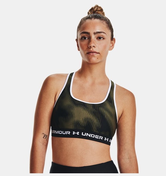 Yeşil Kadın UA Crossback Mid Baskılı Spor Sütyeni