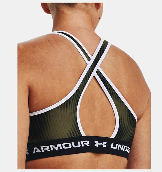 Yeşil Kadın UA Crossback Mid Baskılı Spor Sütyeni