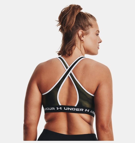 Yeşil Kadın UA Crossback Mid Baskılı Spor Sütyeni