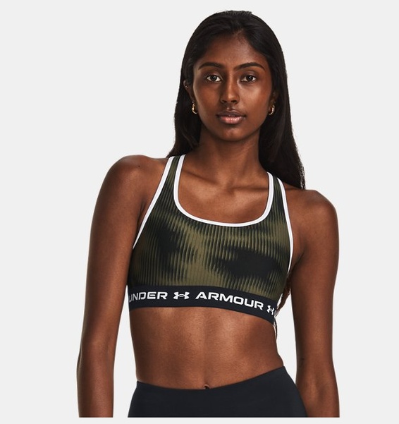 Yeşil Kadın UA Crossback Mid Baskılı Spor Sütyeni