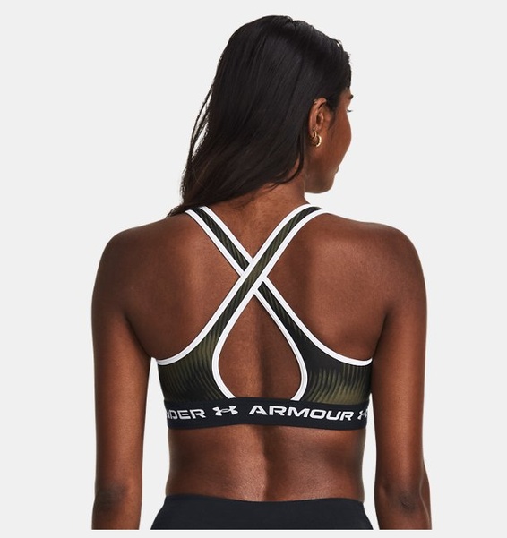 Yeşil Kadın UA Crossback Mid Baskılı Spor Sütyeni