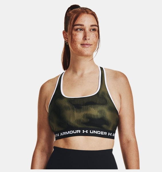 Yeşil Kadın UA Crossback Mid Baskılı Spor Sütyeni