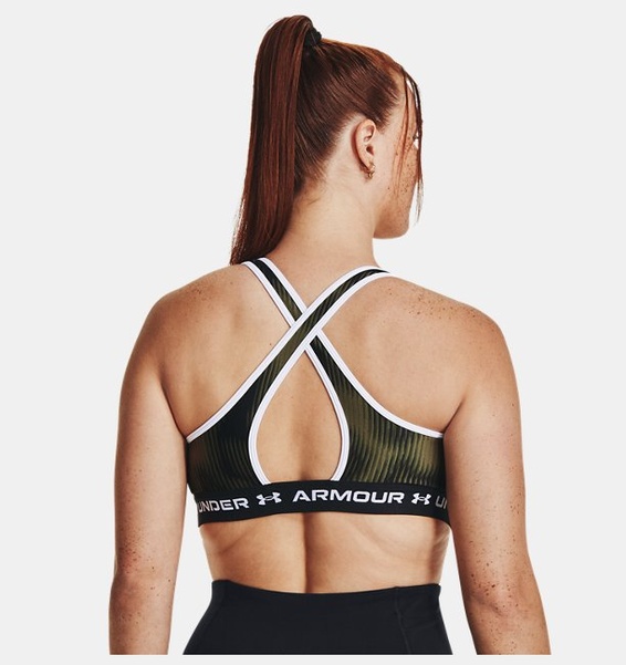 Yeşil Kadın UA Crossback Mid Baskılı Spor Sütyeni