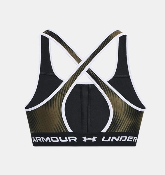 Yeşil Kadın UA Crossback Mid Baskılı Spor Sütyeni