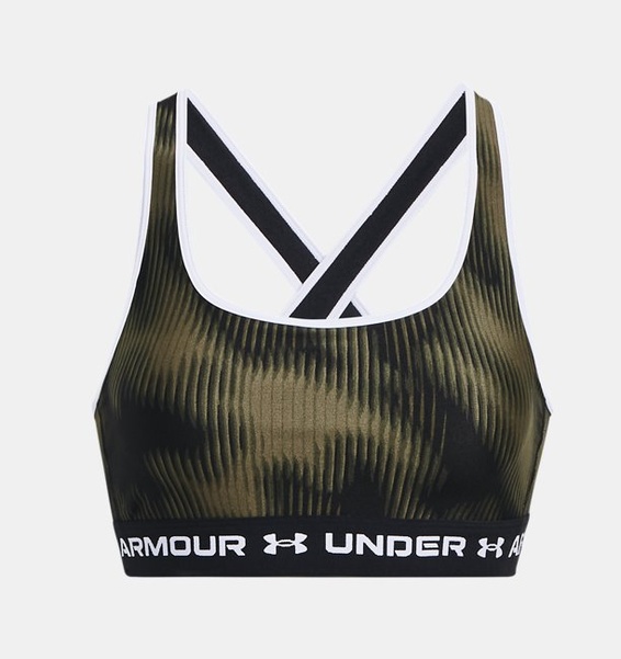 Yeşil Kadın UA Crossback Mid Baskılı Spor Sütyeni