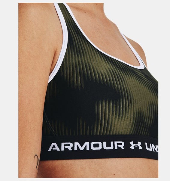 Yeşil Kadın UA Crossback Mid Baskılı Spor Sütyeni