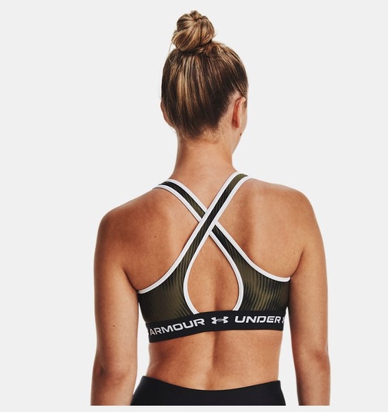 Yeşil Kadın UA Crossback Mid Baskılı Spor Sütyeni
