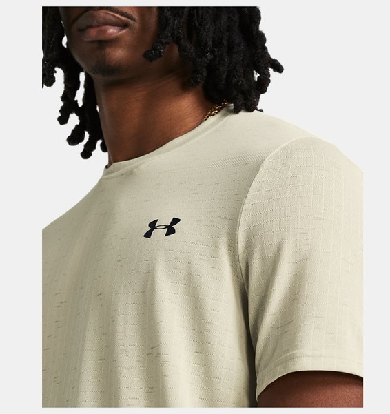 Bej Erkek UA Vanish Dikişsiz Grid Kısa Kollu T-shirt