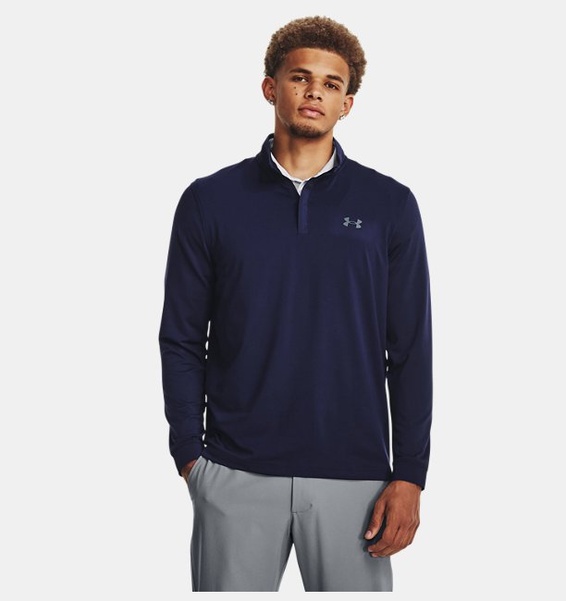 Lacivert Erkek UA Playoff 1/4 Fermuarlı Uzun Kollu T-shirt