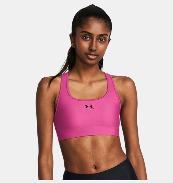 Pembe Kadın HeatGear® Armour Mid Padless Spor Sütyeni