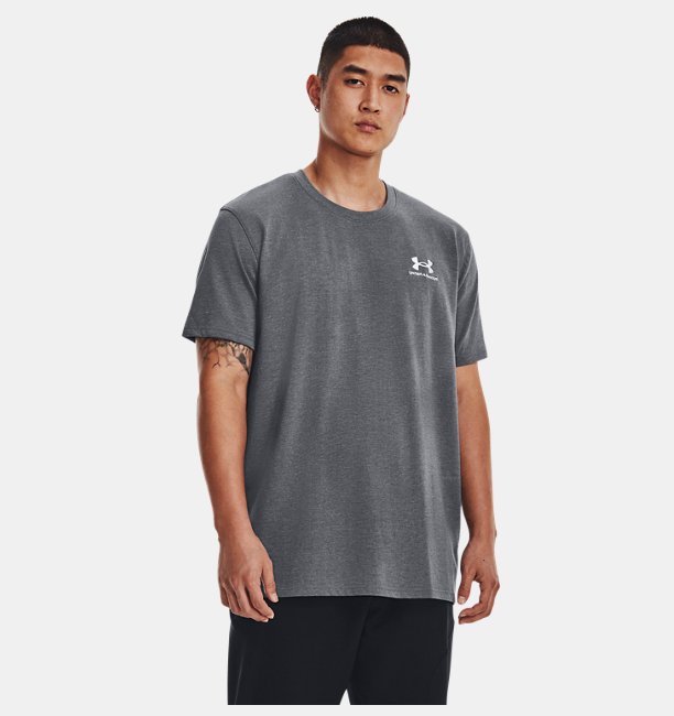 Erkek UA LOGO EMB Heavyweight Kısa Kollu T-shirt Gri