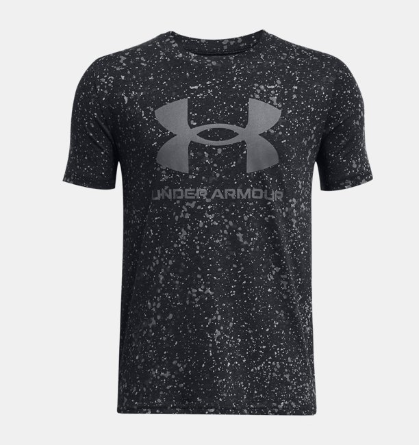 Erkek Çocuk UA Sportstyle Logo Baskılı Kısa Kollu Siyah