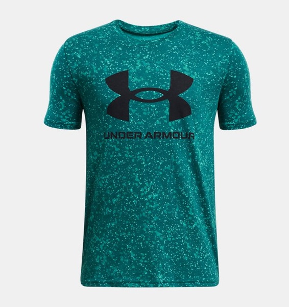 Petrol Yeşili Erkek Çocuk UA Sportstyle Logo Baskılı Kısa Kollu