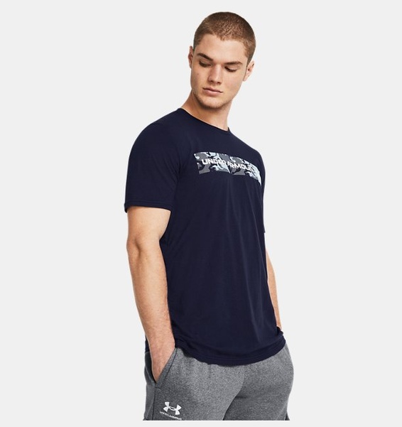 Lacivert Erkek UA Camo Chest Stripe Kısa Kollu T-shirt