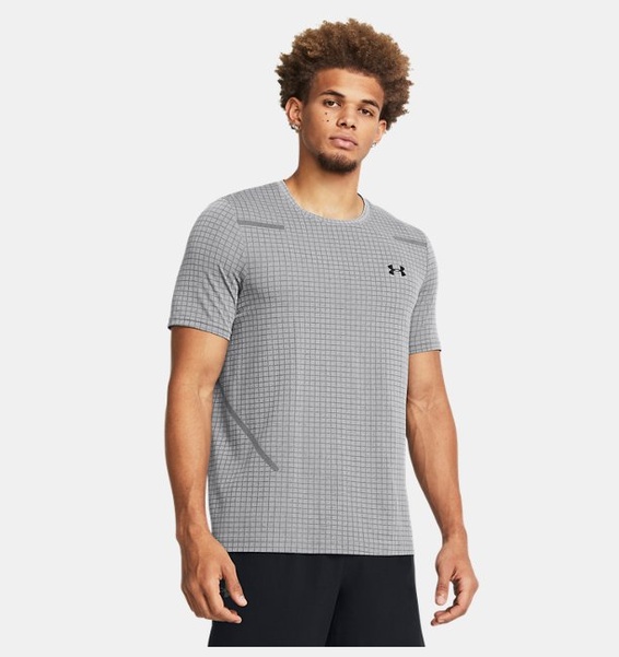 Gri Erkek UA Vanish Dikişsiz Grid Kısa Kollu T-shirt