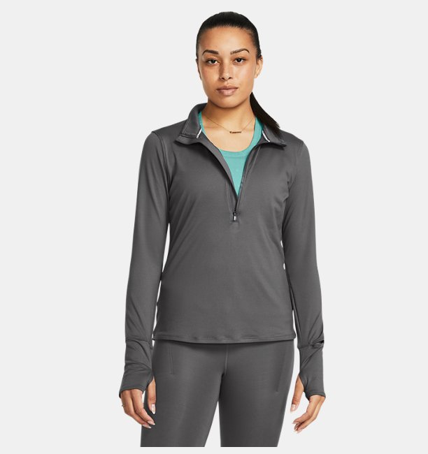 Kadın UA Launch Pro Yarım Fermuarlı Uzun Kollu T-shirt Gri