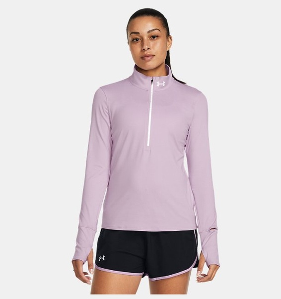 Mor Kadın UA Launch Pro Yarım Fermuarlı Uzun Kollu T-shirt