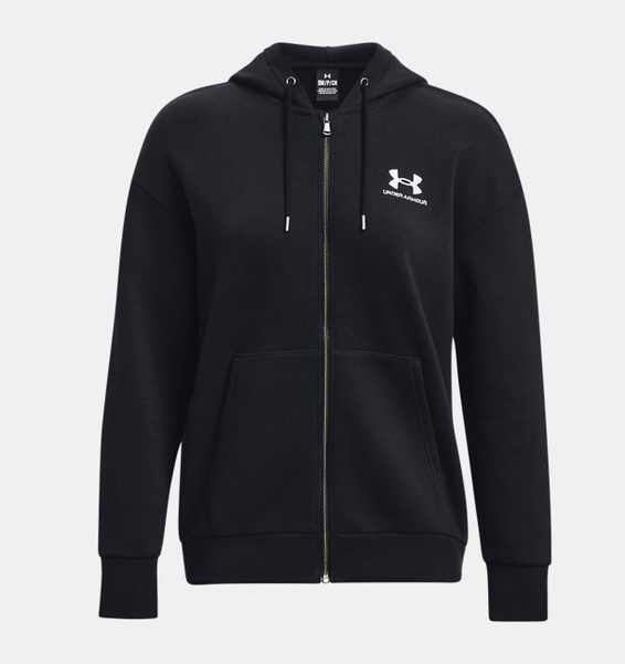 Siyah Kadın UA Essential Fleece Tam Boy Fermuarlı Üst