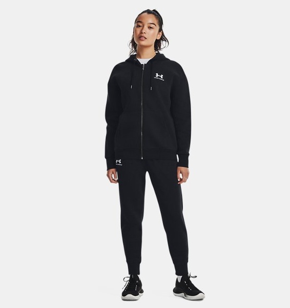 Siyah Kadın UA Essential Fleece Tam Boy Fermuarlı Üst