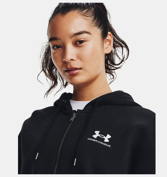 Siyah Kadın UA Essential Fleece Tam Boy Fermuarlı Üst
