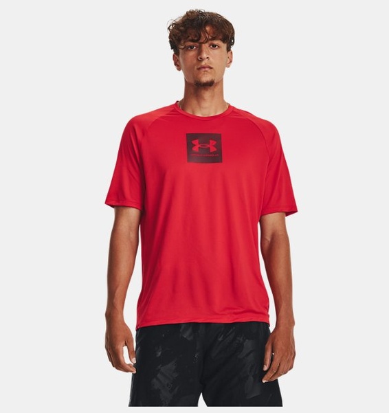Kırmızı Erkek UA Tech™ Baskılı Fill Kısa Kollu T-shirt