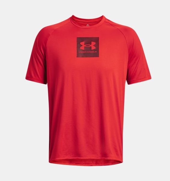 Kırmızı Erkek UA Tech™ Baskılı Fill Kısa Kollu T-shirt