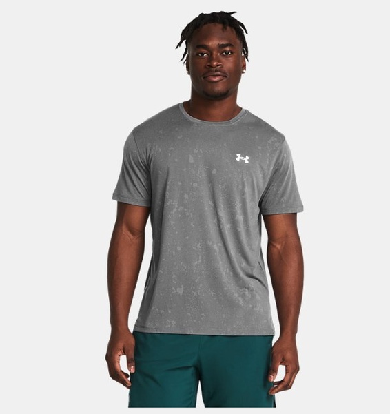 Gri Erkek UA Launch Splatter Kısa Kollu T-shirt
