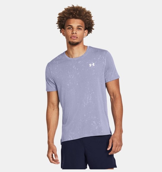 Lila Erkek UA Launch Splatter Kısa Kollu T-shirt